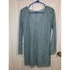 Baby Blue Long-Sleeved Lace Dress